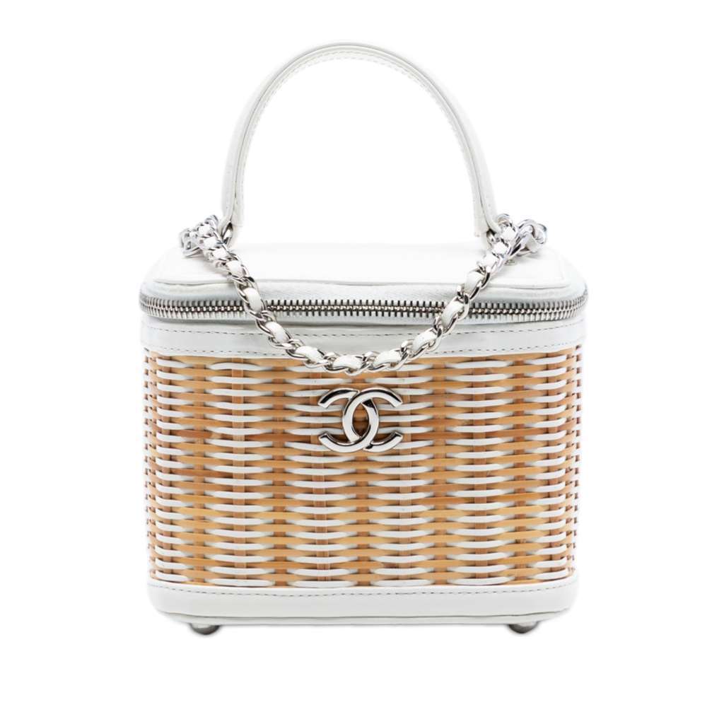 Chanel Take Away Wicker Vanity Case Beige Very good condition - Front View