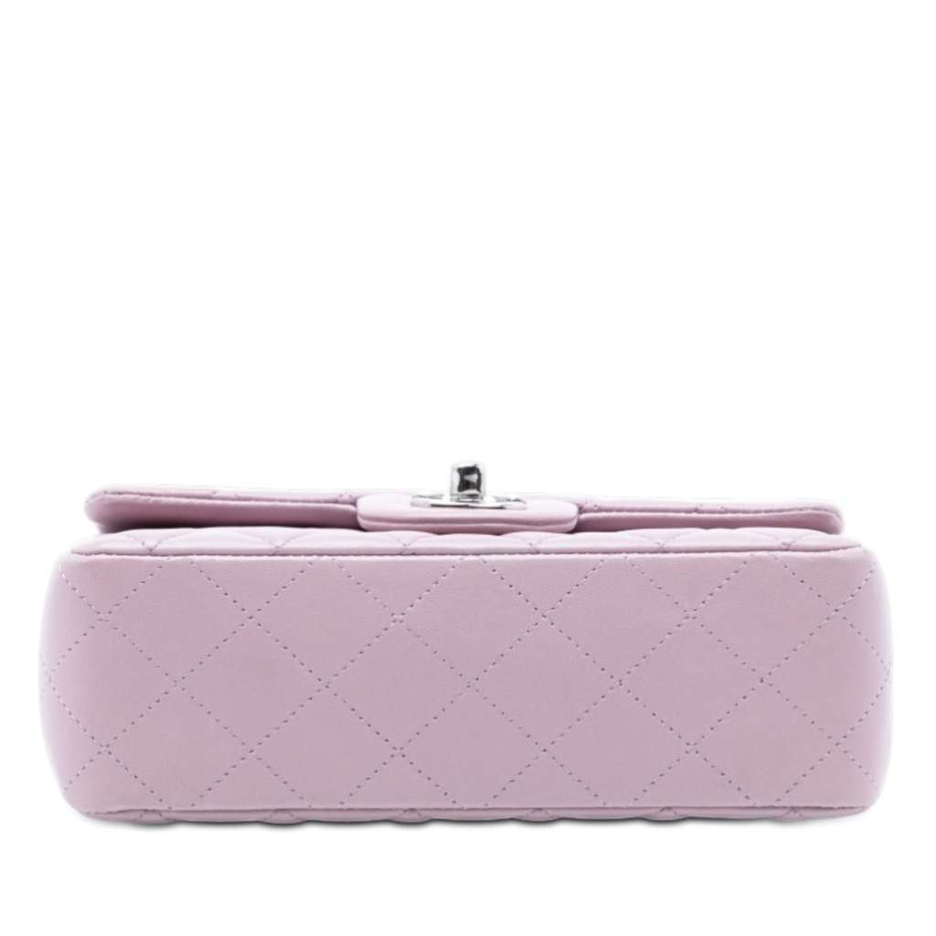Chanel Mini Rectangular Classic Lambskin Single Flap Purple Leather Very good condition - Inside View