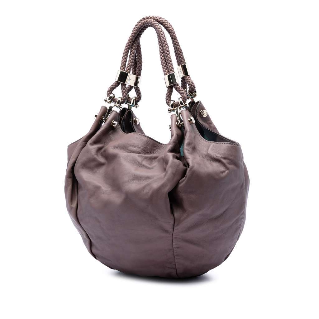 Gucci Leather Braided Handle Hobo Brown Leather Very good condition - Back View