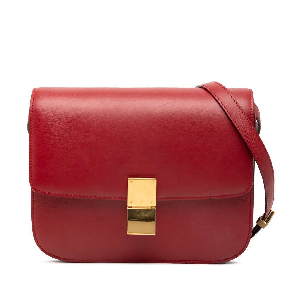 Celine Medium Calfskin Classic Box Red Leather Very good - Front View