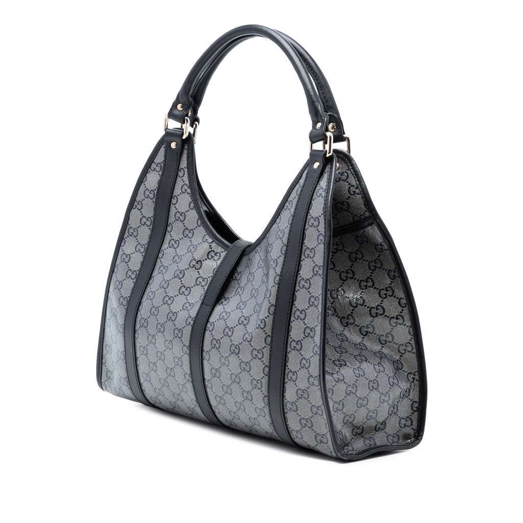 Gucci GG Crystal Jackie Joy Bardot Shoulder Bag Grey Canvas Very good condition - Back View