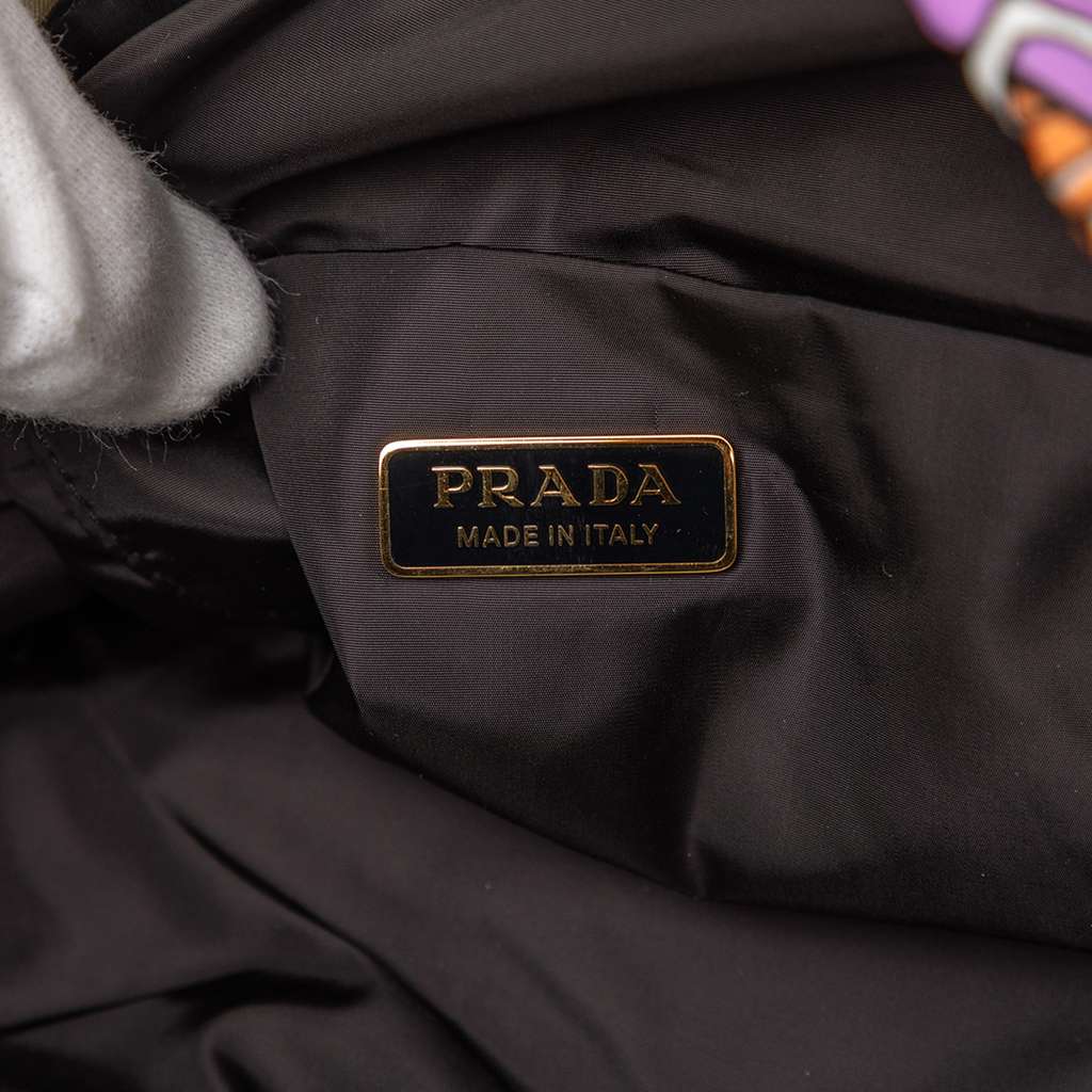 Prada Re Nylon Surf Print Wish Drawstring Pouch Brown Very good condition - Box View