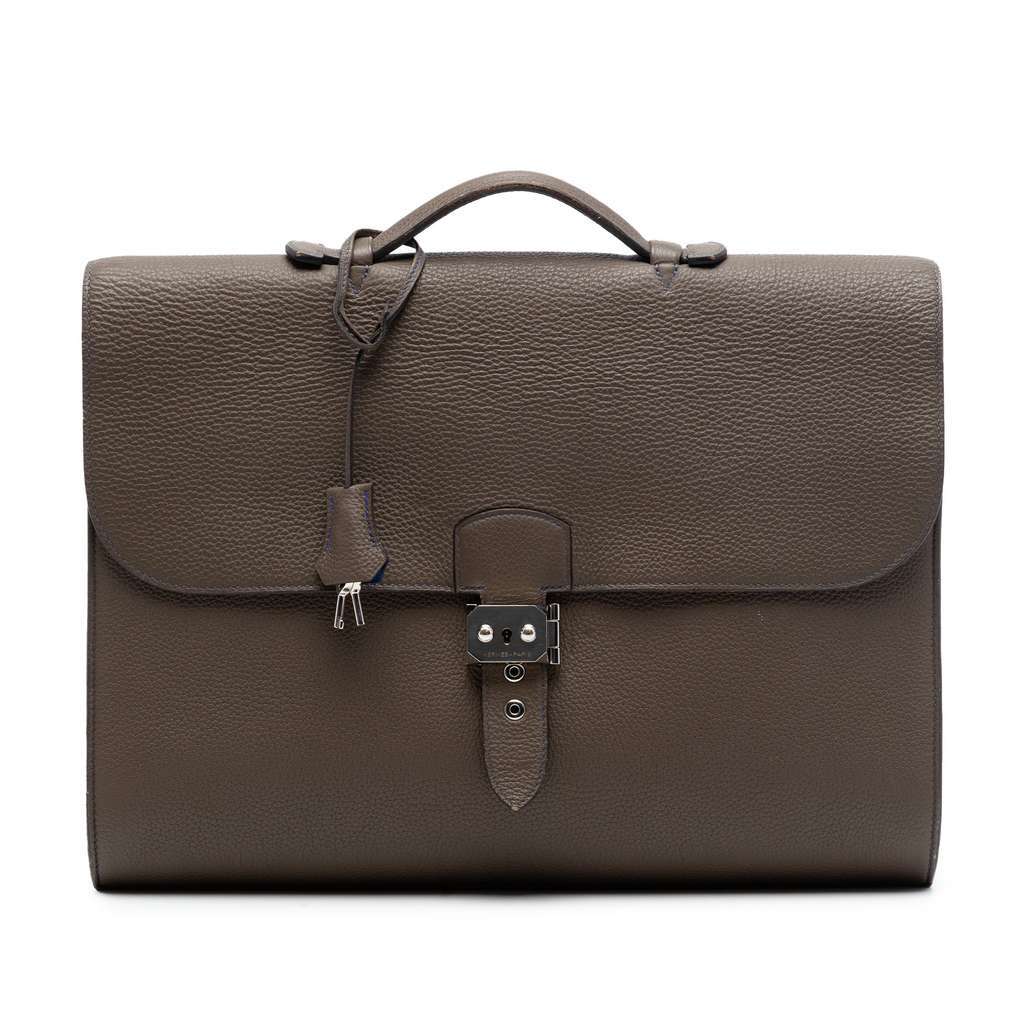 Hermès Togo Verso Sac A Depeches 38 Brown Leather Very good condition - Front View