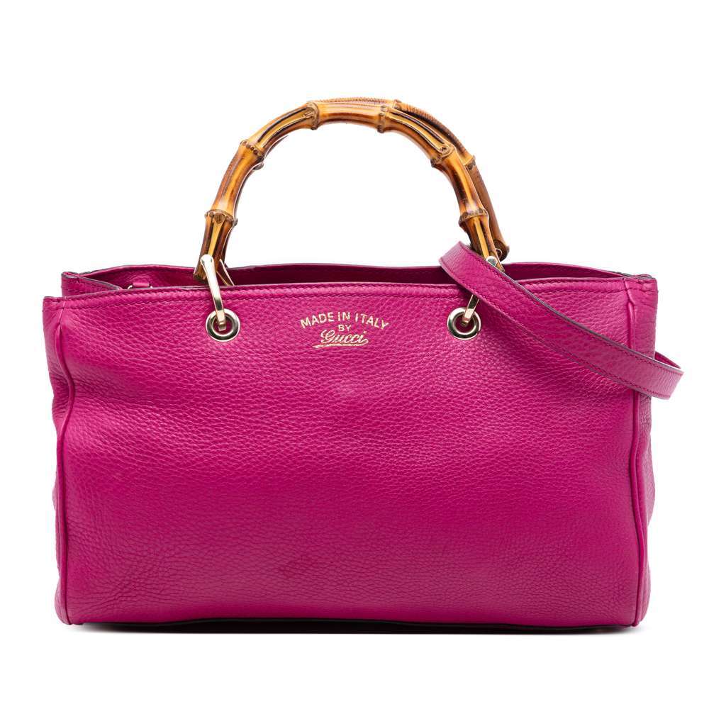 Gucci Medium Calfskin Bamboo Shopper Satchel Pink Leather Very good - Front View