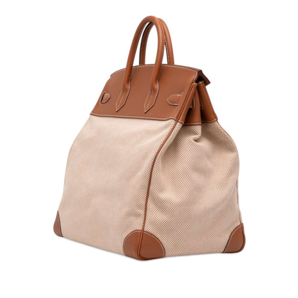 Hermès Toile Criss Viking and Evercolor HAC Birkin 40 Beige Canvas Very good condition - Back View