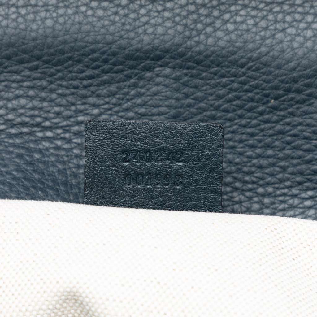 Gucci Medium Guccissima New Bamboo Top Handle Bag Blue Leather Very good condition - Box View