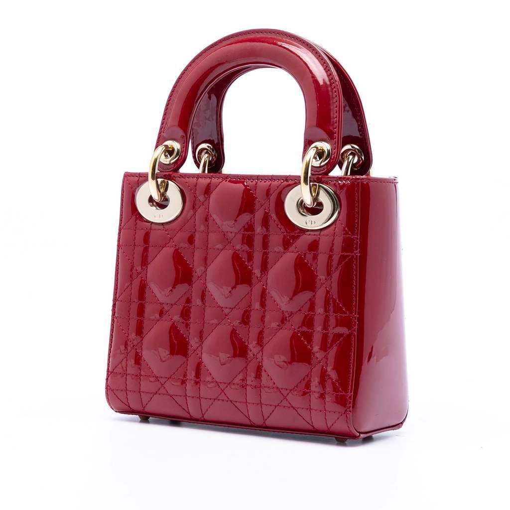 Dior Mini Patent Cannage Lady Dior Red Leather Very good condition - Back View