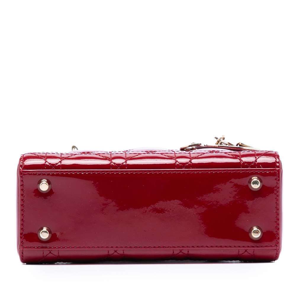 Dior Mini Patent Cannage Lady Dior Red Leather Very good condition - Inside View
