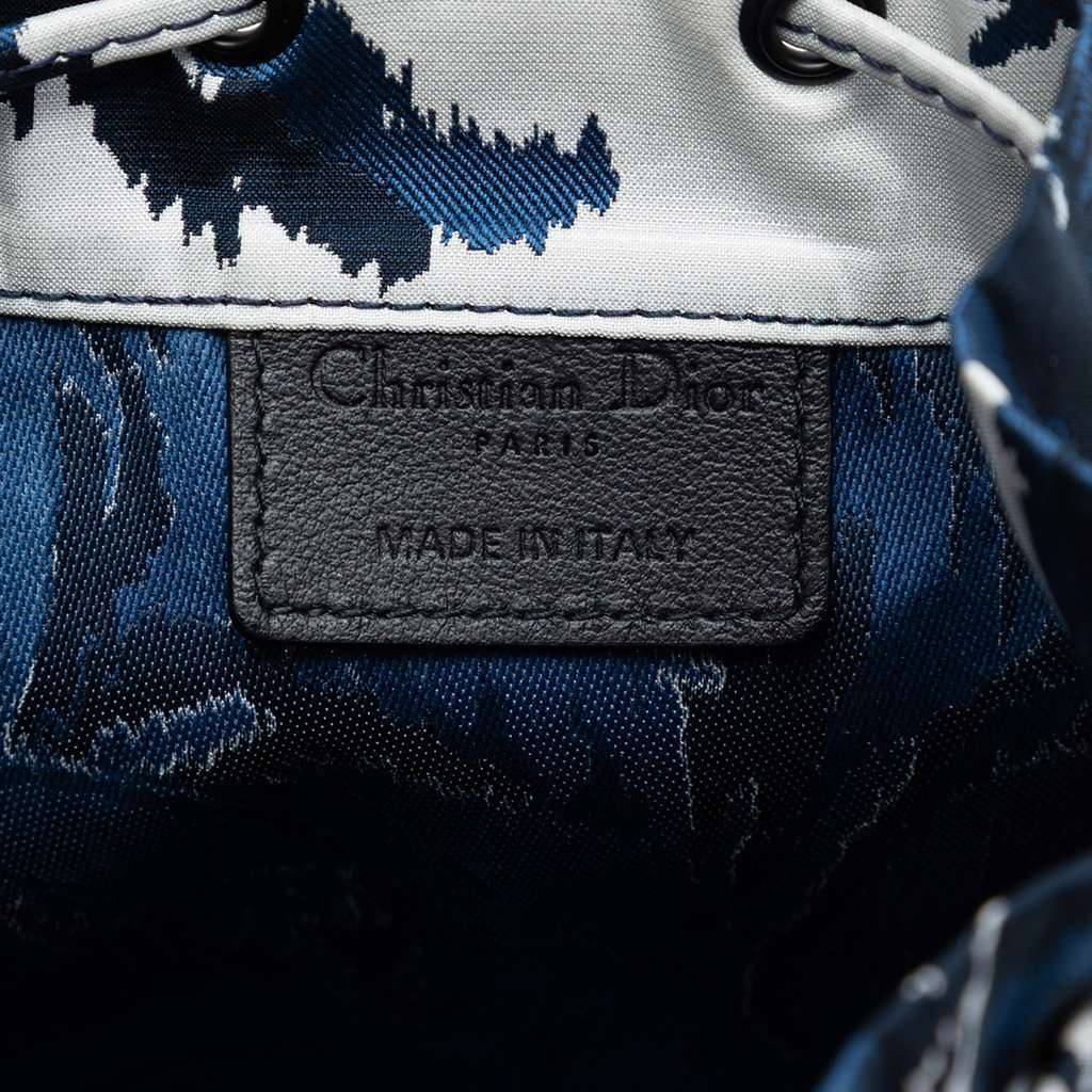 Dior Technical Fabric Embroidered Palm Tree Toile de Jouy DiorTravel Drawstring Pouch Blue Very good - Box View