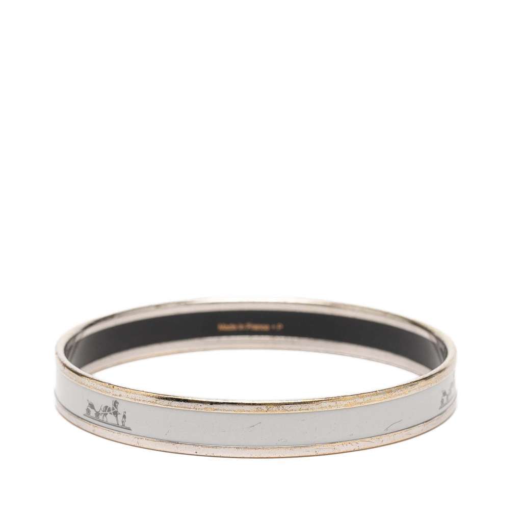 Hermès Narrow Caleche Enamel Bangle 70 White Very good - Inside View