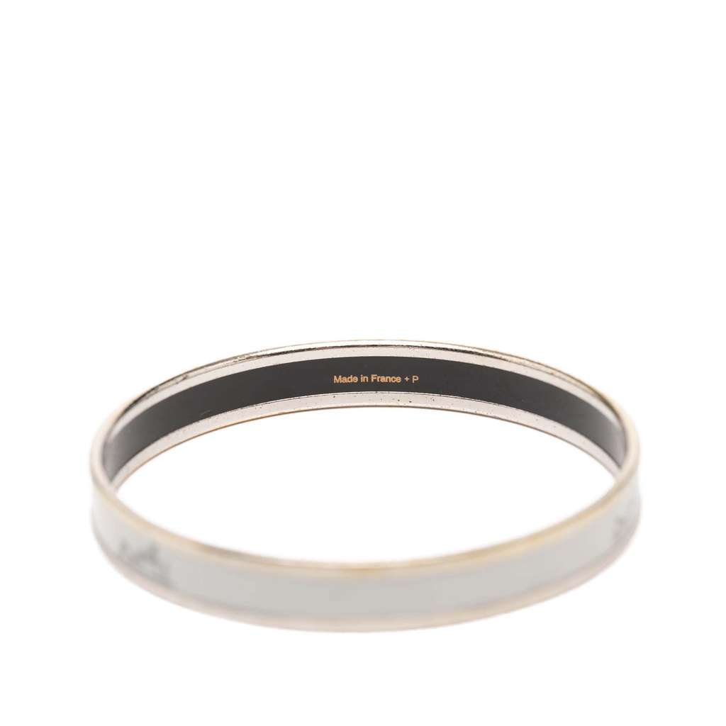 Hermès Narrow Caleche Enamel Bangle 70 White Very good - Model View