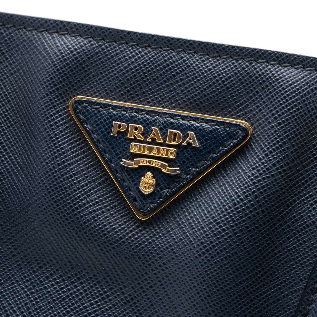 Prada Medium Bicolor Saffiano Lux Galleria Satche Blue Leather Very good condition - Box View