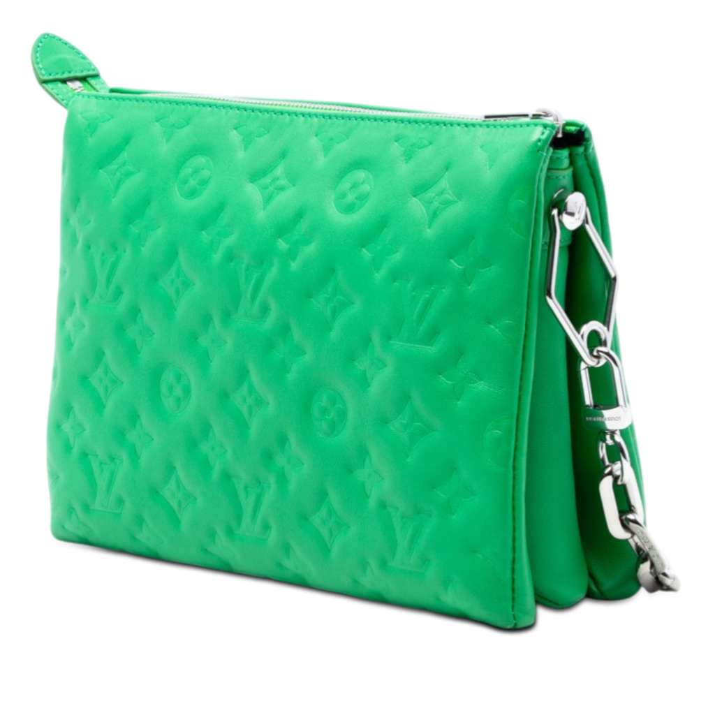 Louis Vuitton Monogram Embossed Puffy Lambskin Coussin PM Green Leather Very good - Back View