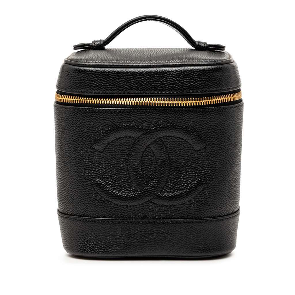 Chanel CC Caviar Vanity Bag Black Leather Very good - Front View