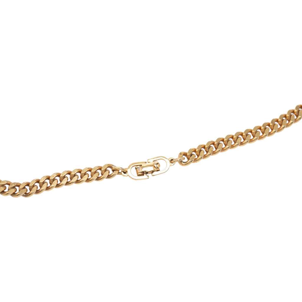 Dior Gold Plated CD Logo Chain Necklace Gold Metal Good - Back View