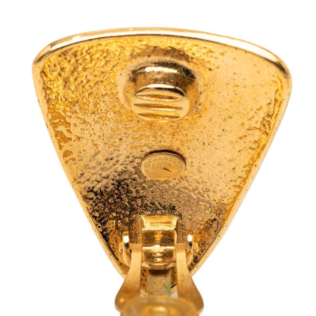 Chanel CC Gold Plated Triangular Clip On Earrings Gold Metal Very good - Inside View