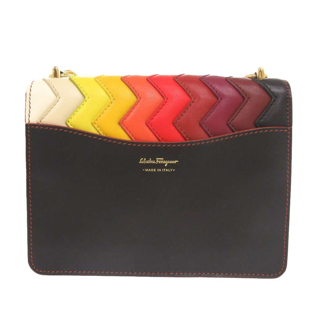 Salvatore Ferragamo Sara Battaglia Mini Leather Zigzag Gancini Crossbody Red Leather Very good condition - Back View