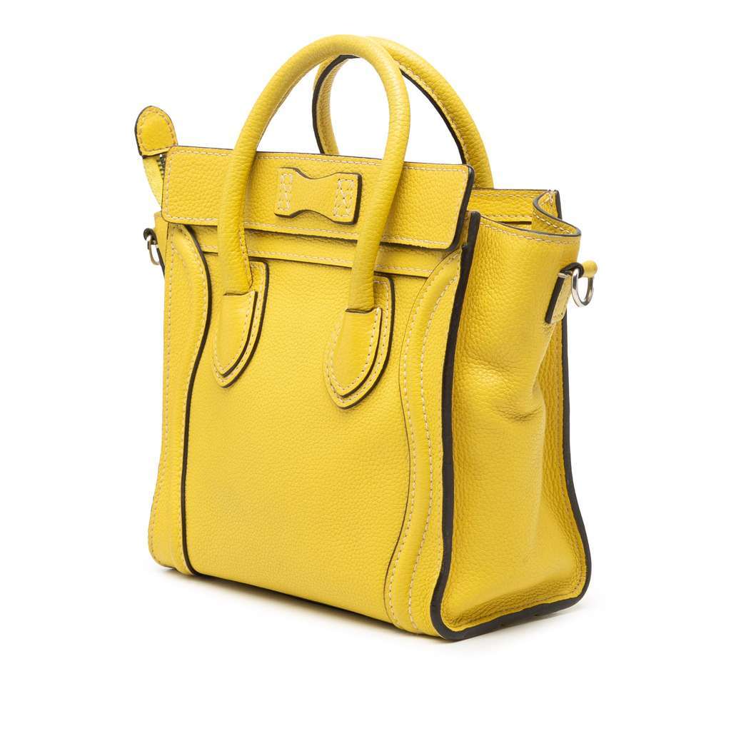 Celine Nano Grained Calfskin Luggage Tote Yellow Leather Very good - Back View