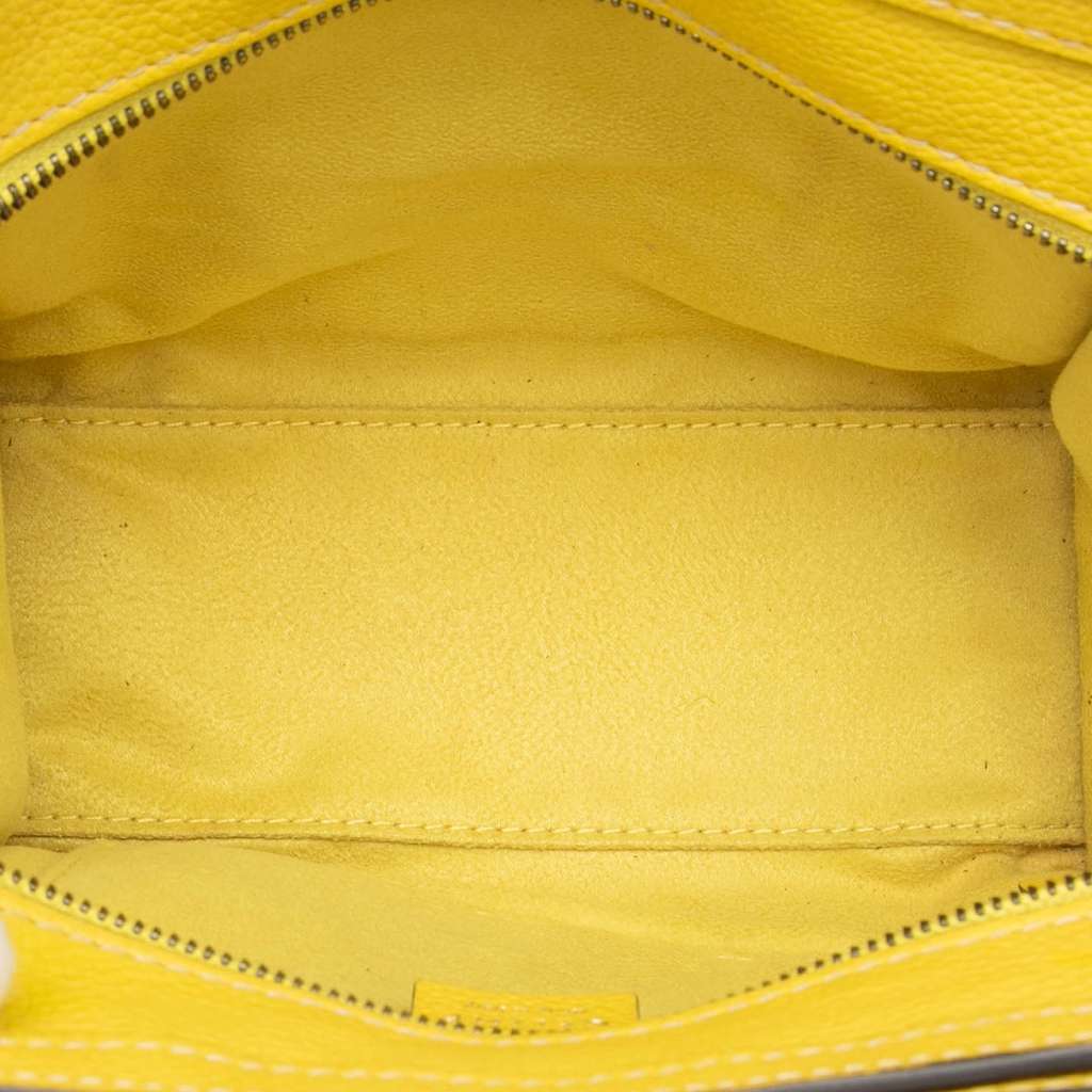 Celine Nano Grained Calfskin Luggage Tote Yellow Leather Very good - Model View