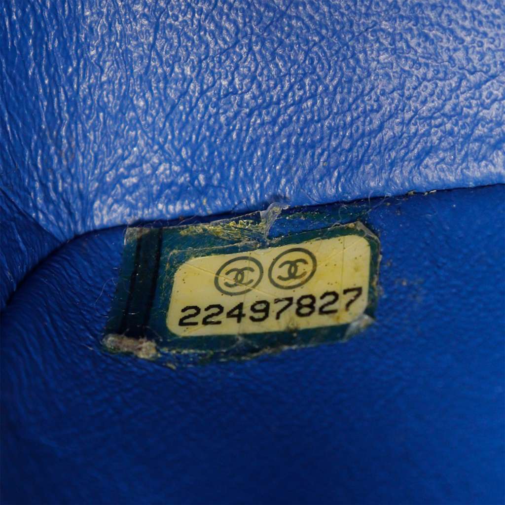 Chanel Mini Square Classic Lambskin Single Flap Blue Leather Very good - Box View
