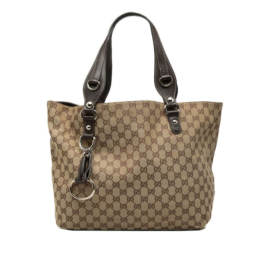Gucci Medium GG Canvas Icon Bit Tote Beige Canvas Very good condition - Front View