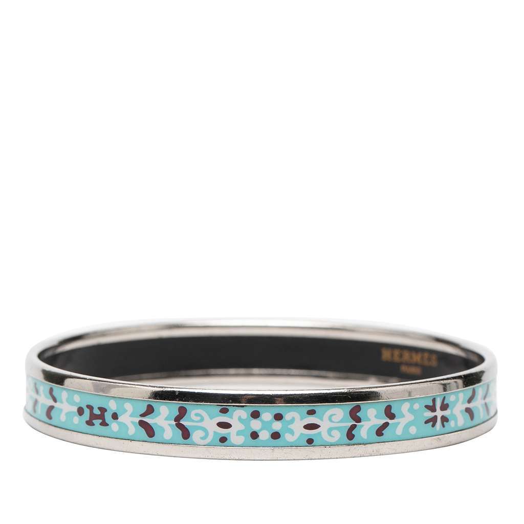 Hermès Narrow Flower Petal Enamel Bangle 62 Blue Very good - Back View