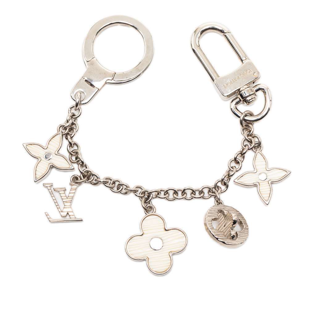 Louis Vuitton Plated Fleur D Epi Bag Charm Silver Brass Very good - Back View