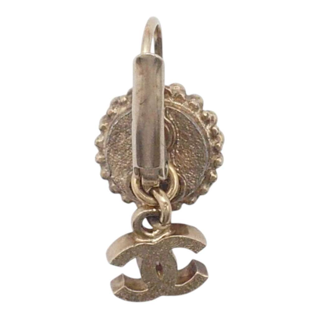 Chanel CC Gold Plated Faux Pearl Strass Clip On Earrings Gold Metal Very good - Box View