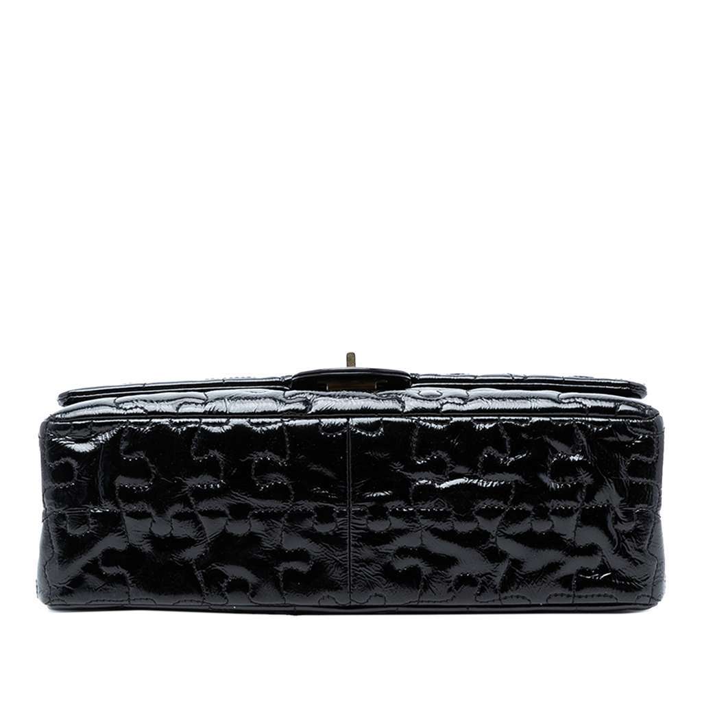 Chanel Reissue 2.55 Crackled Patent Puzzle Double Flap 226 Black Leather Very good condition - Inside View