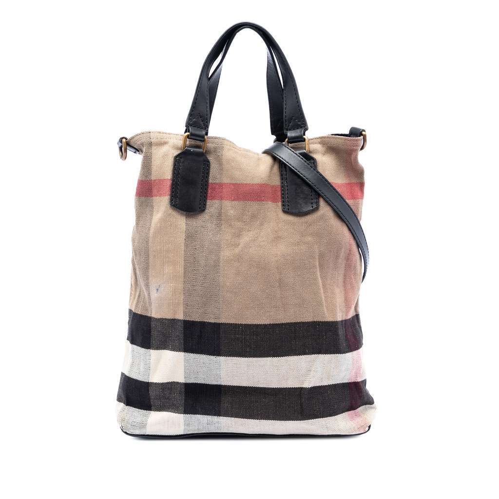 Burberry Mega Check Canvas Tottenham Brit Satchel Brown Canvas Very good condition - Front View