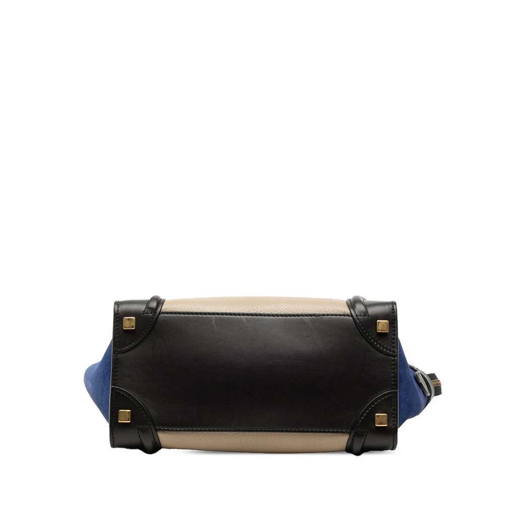 Celine Micro Tricolor Calfskin and Suede Luggage Tote Beige Leather Very good - Inside View
