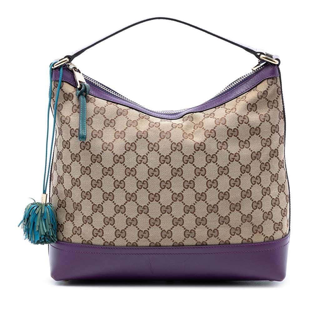 Gucci GG Canvas Cheer Hobo Beige Canvas Very good - Front View