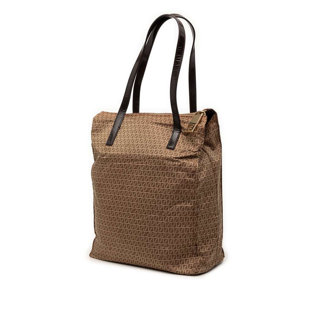 Fendi Micro Zucchino Nylon Tote Beige Very good - Back View