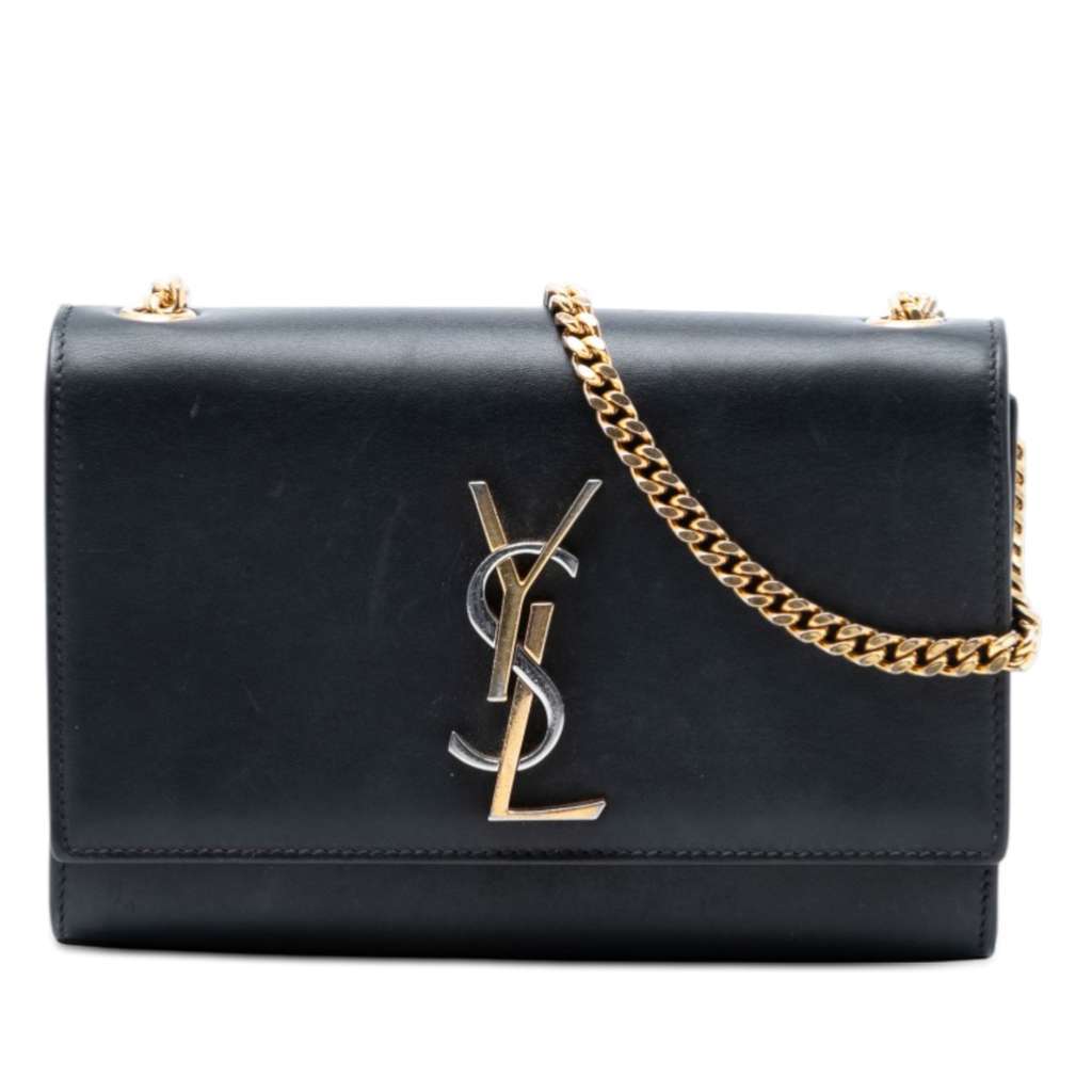 Saint Laurent Small Leather Monogram Kate Crossbody Black Leather Very good - Front View