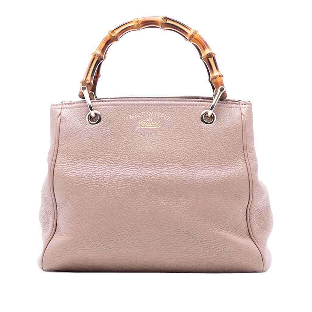Gucci Small Calfskin Bamboo Shopper Satchel Pink Leather Very good - Front View