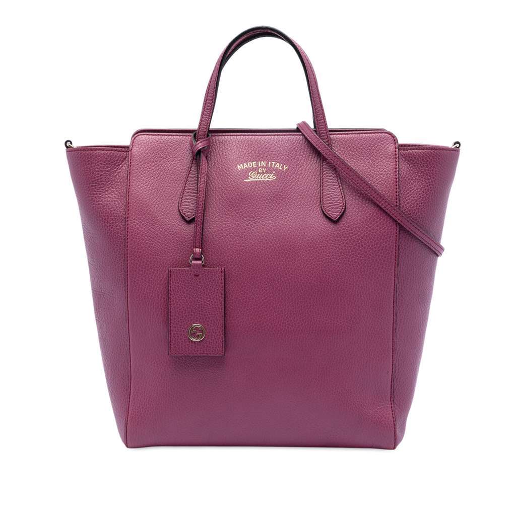 Gucci Leather Swing Convertible Tote Purple Leather Very good condition - Front View