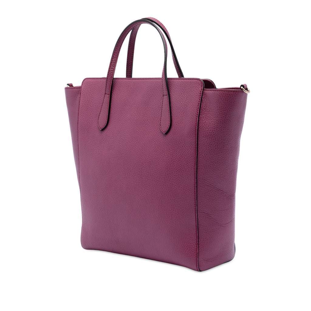 Gucci Leather Swing Convertible Tote Purple Leather Very good condition - Back View