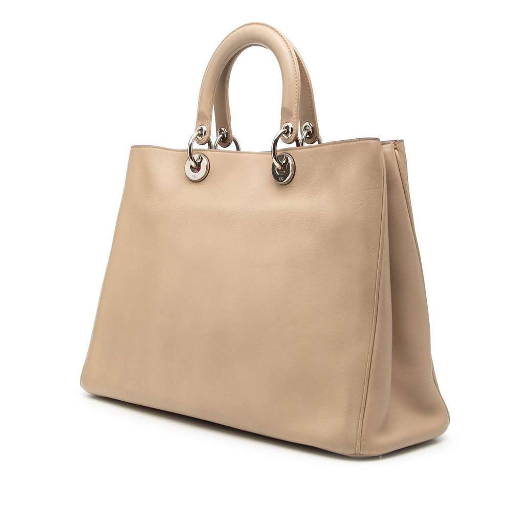 Dior Large Leather Diorissimo Satchel Beige Leather Good - Back View