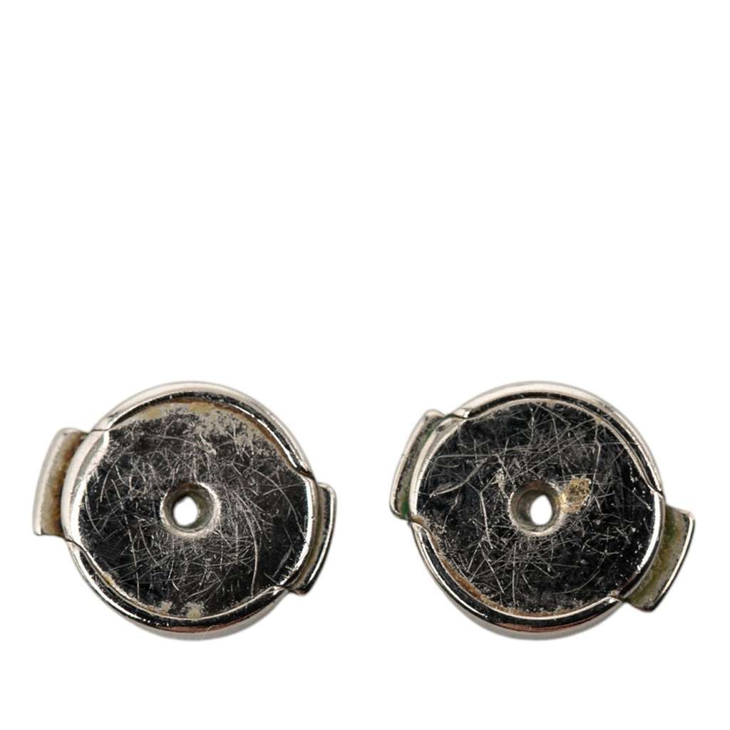Hermès Palladium Plated Cage D H Cube Earrings Silver Metal Very good - Model View