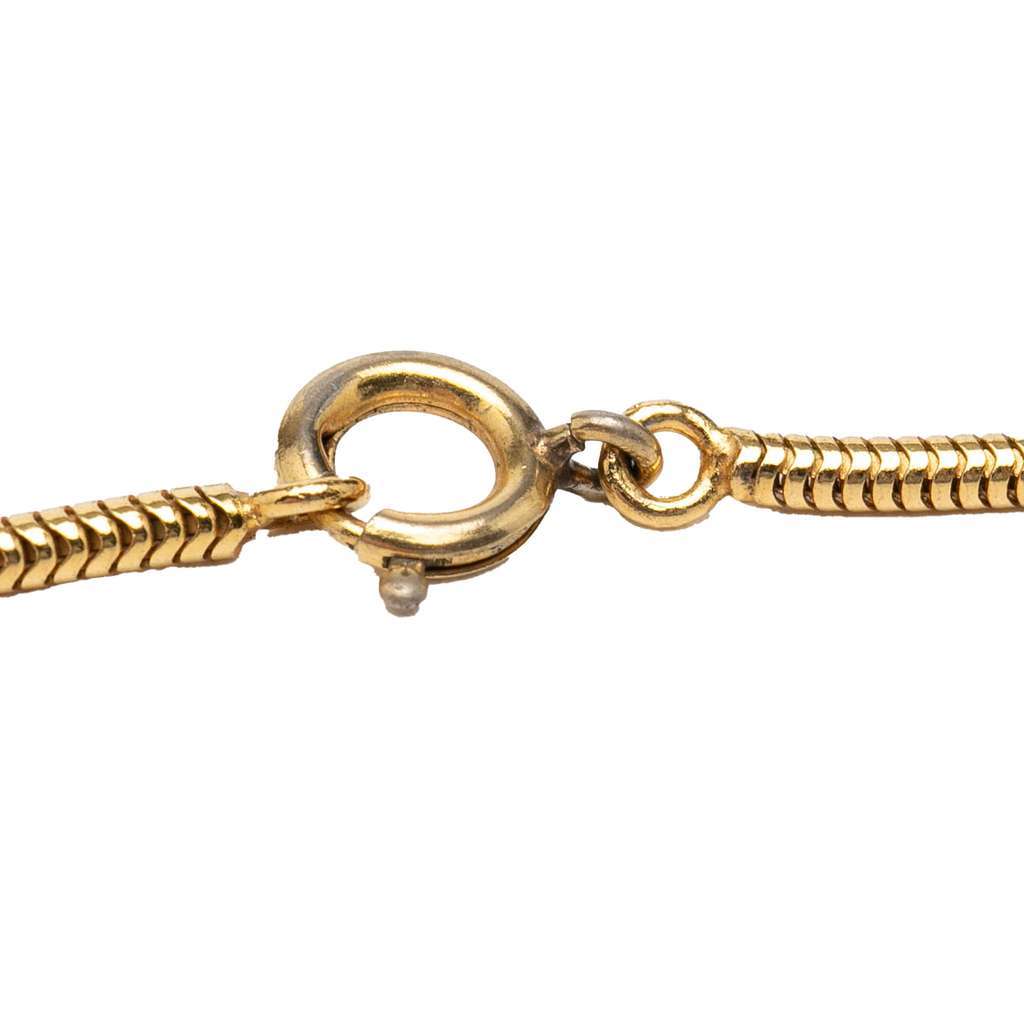 Chanel Gold Plated Lion Motif Medallion Pendant Necklace Gold Metal Very good - Model View
