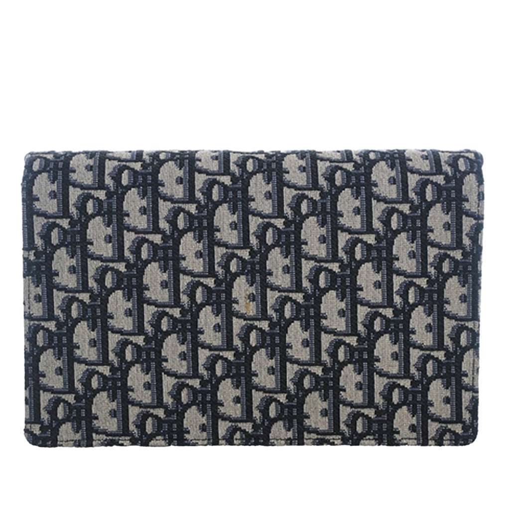 Dior Oblique Canvas Saddle Pouch Wallet on Chain Blue Canvas Very good condition - Model View