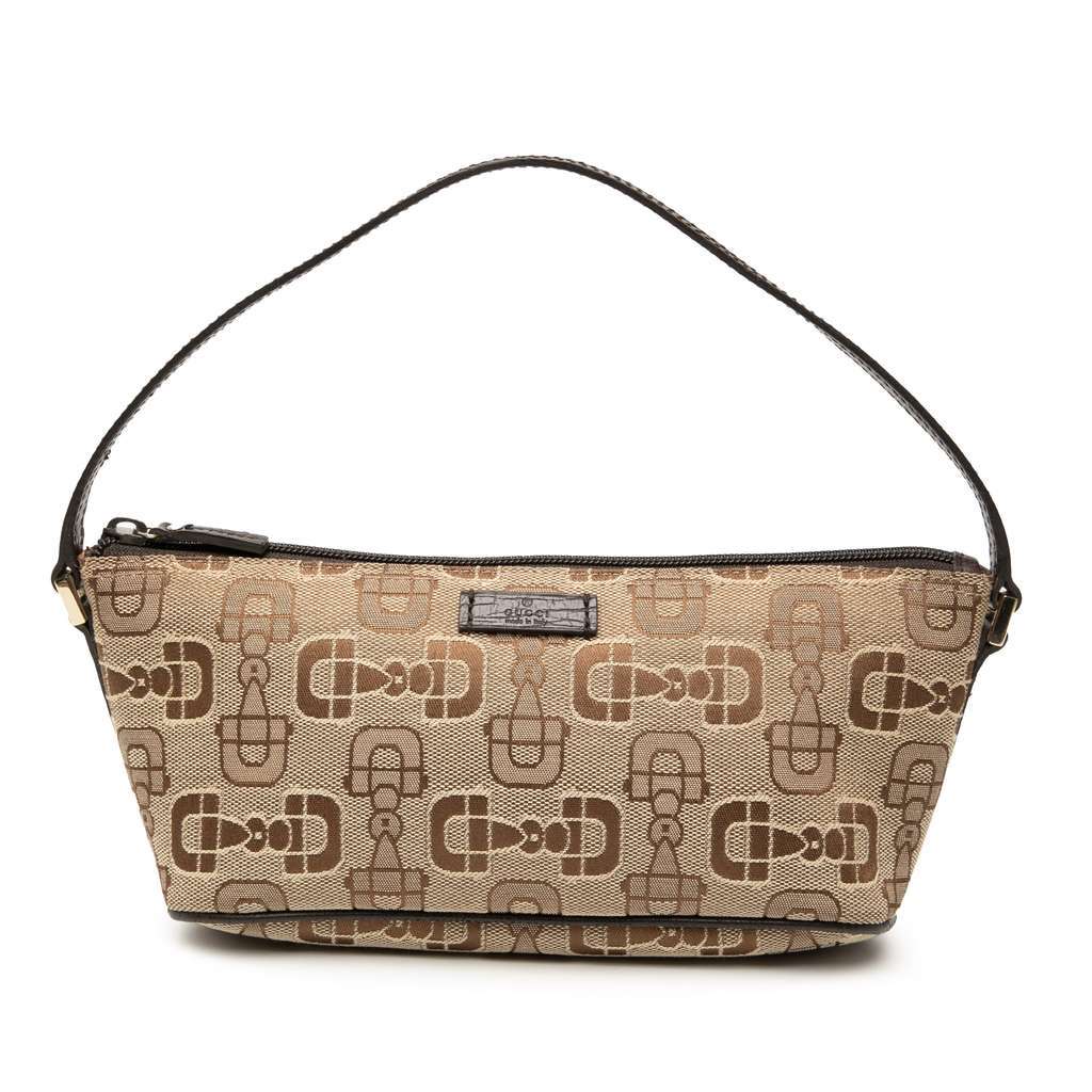Gucci Printed Canvas Horsebit Boat Beige Canvas Very good - Front View