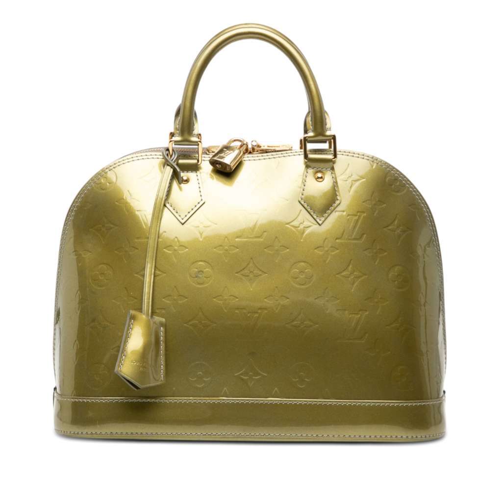 Louis Vuitton Monogram Vernis Alma PM Green Leather Very good condition - Front View