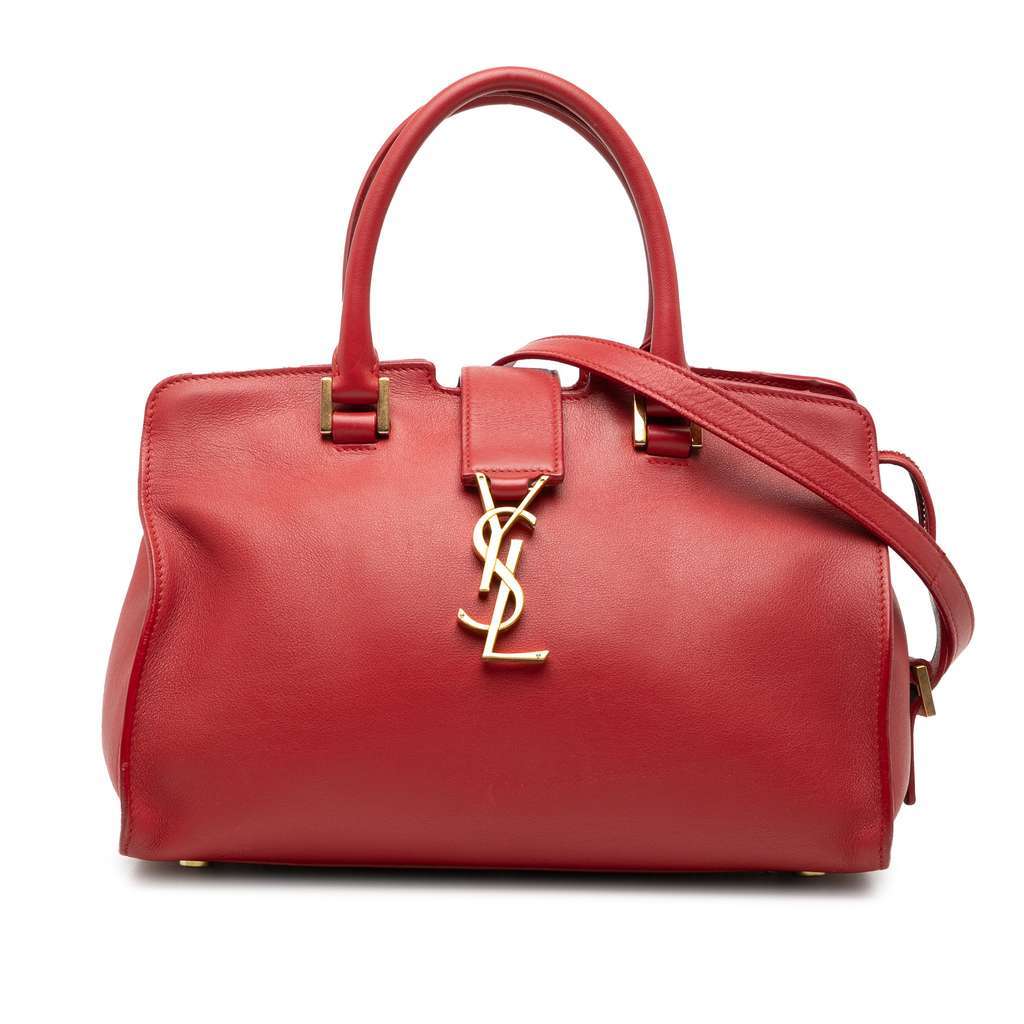 Saint Laurent Baby Leather Monogram Downtown Cabas Satchel Red Leather Very good - Front View