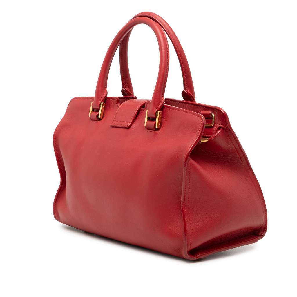 Saint Laurent Baby Leather Monogram Downtown Cabas Satchel Red Leather Very good - Back View
