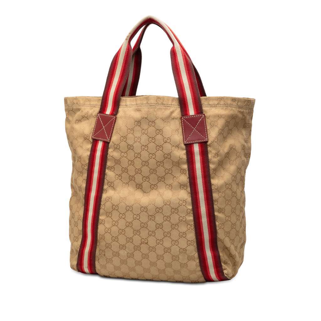 Gucci GG Canvas Web Tote Beige Very good - Back View