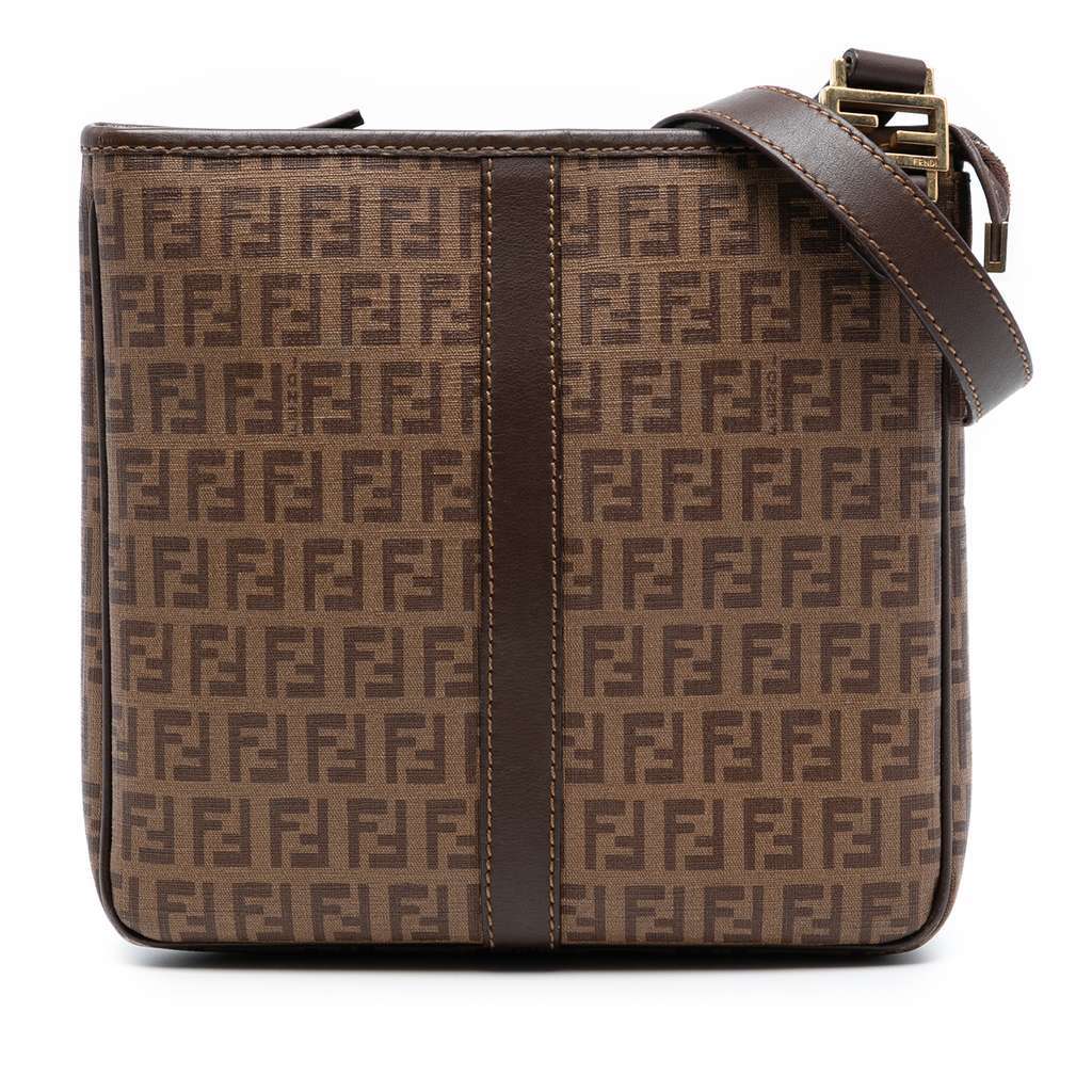 Fendi Zucchino Spalmati Crossbody Brown Canvas Very good - Front View