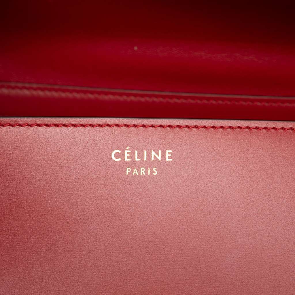 Celine Medium Calfskin Classic Box Red Leather Very good - Box View