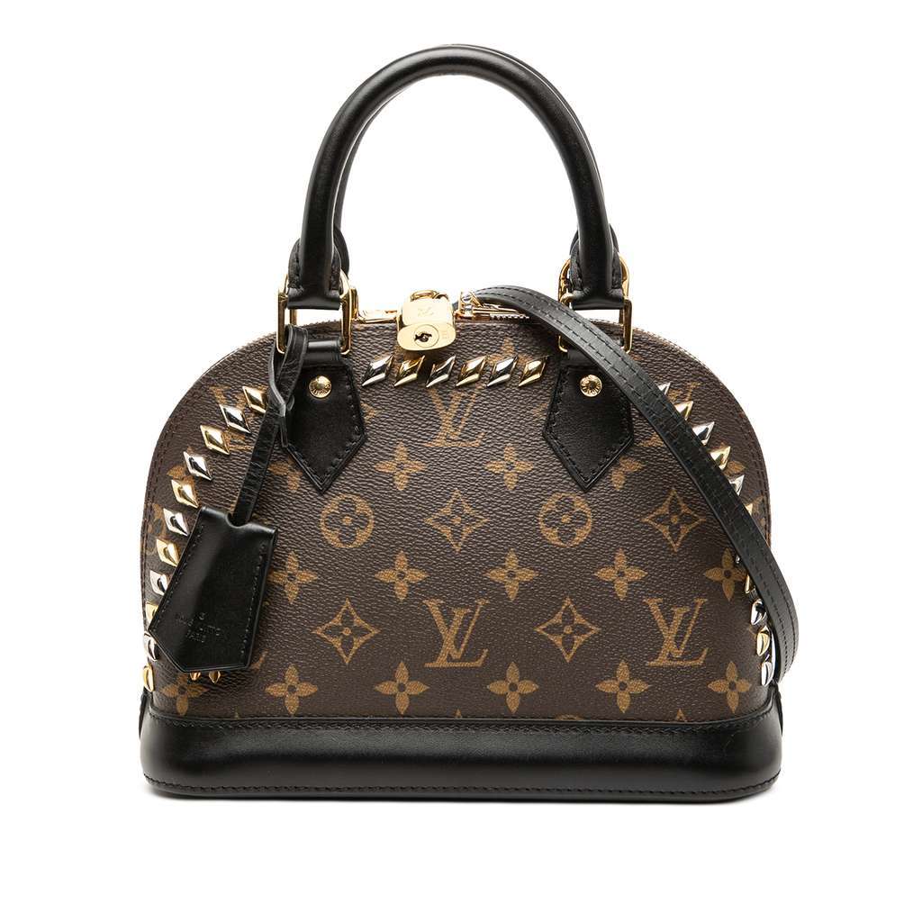 Louis Vuitton Monogram Macassar Studded Alma BB Brown Good - Front View