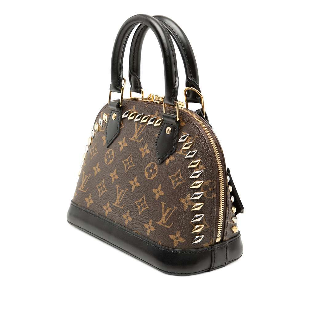 Louis Vuitton Monogram Macassar Studded Alma BB Brown Good - Back View